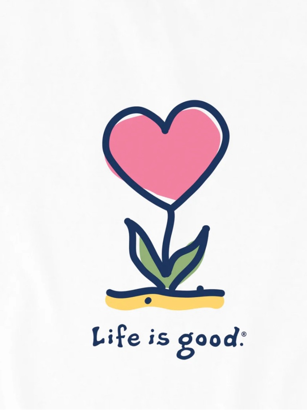 NWT Life Is Good White Tee with Pink Heart Flower Graphic XL - Picture 3 of 5